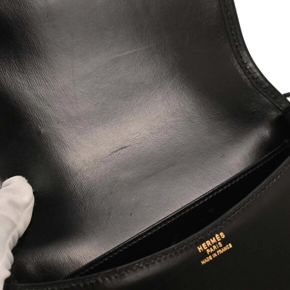 Hermes Black Box Calf Double H Shoulder Bag 196188 - Picture 6 of 9